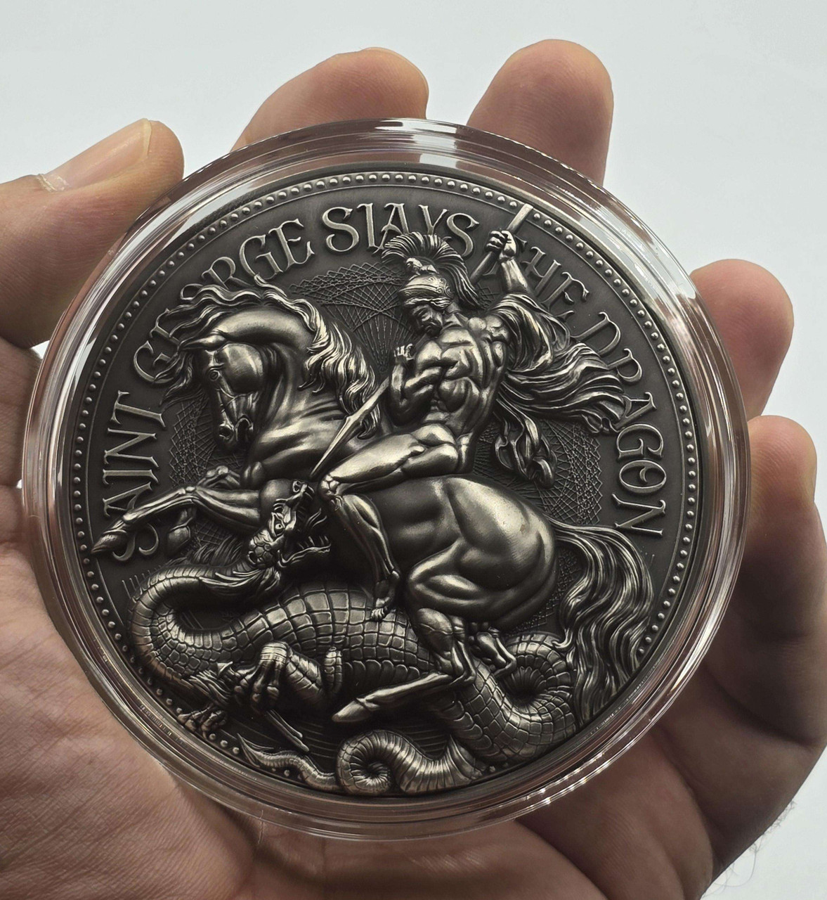 Chad 2 oz SILVER COIN SAINT GEORGE SLAYS THE DRAGON 2021