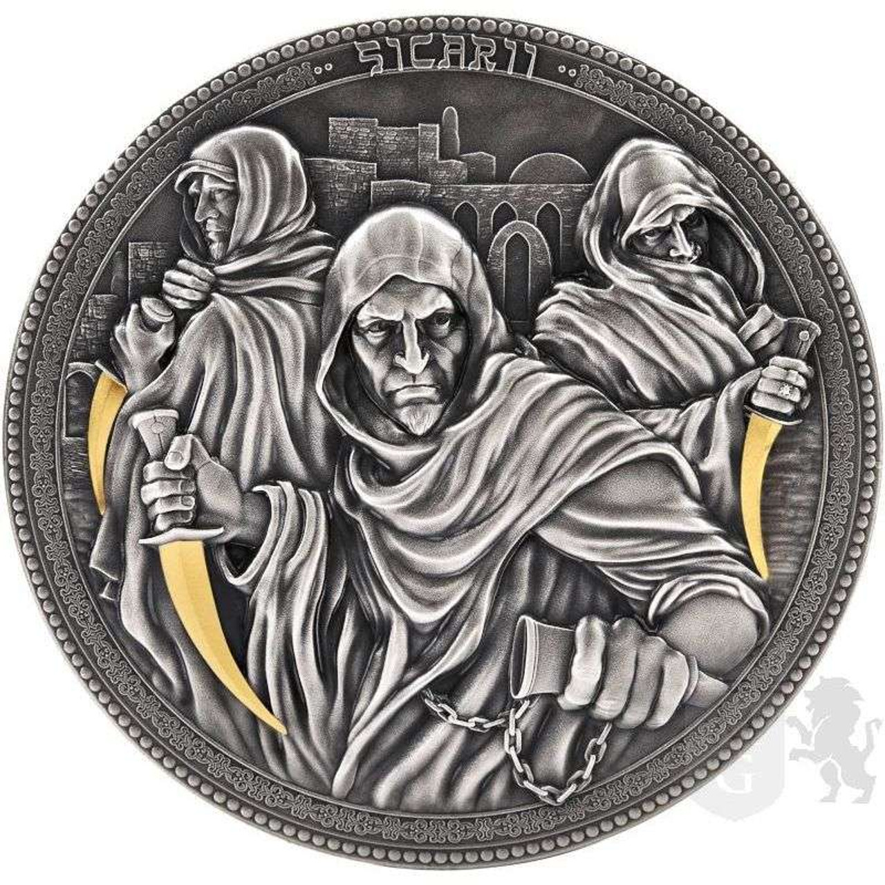A2サイズ/2点セット】GOD SAVE THE REP＆SKULL QUEEN 2024 China 2-oz Silver Split Two Dragons Antiqued Gilt