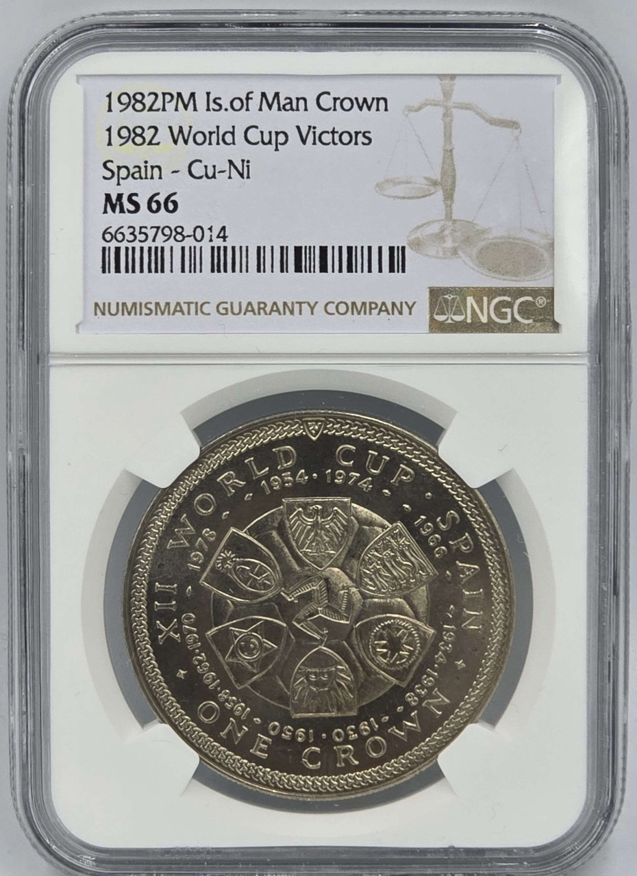ISLE OF MAN CROWN 1982 SPAIN WORLD CUP NGC MS 66 POP 1