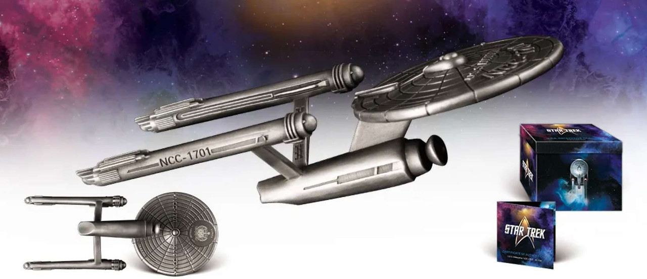 STAR TREK USS ENTERPRISE NCC 1701 3 Oz Silver Coin 2024