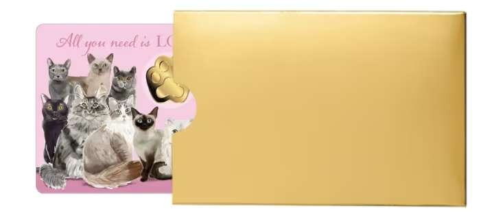 LOVE CATS 1/1000 Oz Gold .999 Coin 3000 Francs Chad 2023