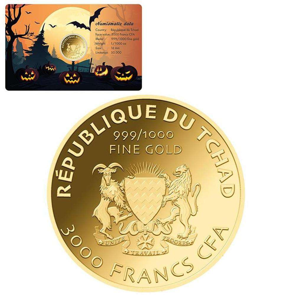 HALLOWEEN PUMPKIN 1/1000 Oz Gold .999 Coin Chad