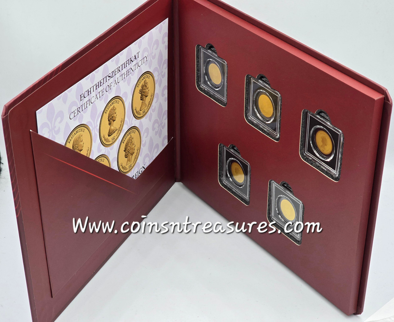 QE II Portraits Sovereign 5 Coin collection 1/1000 999 Gold