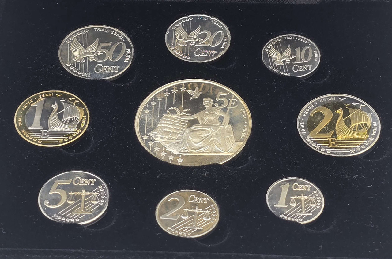 Denmark 2002 Silver Proof Euro Trial Coin Set