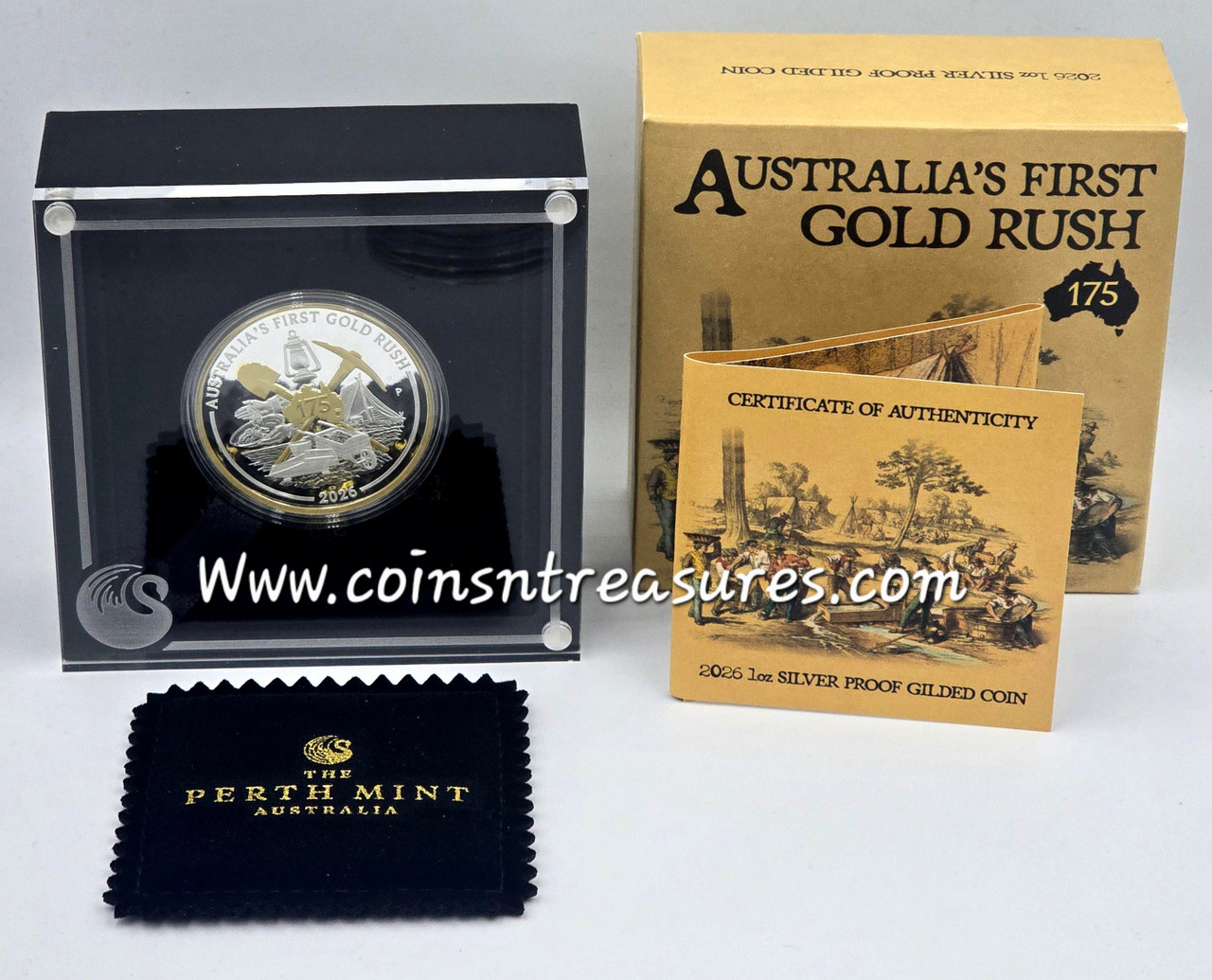 Australia's Gold Rush 2026 1oz Silver Proof Gilded Coin