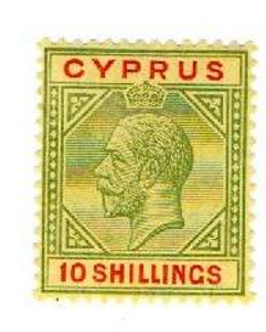 Cyprus 1923 KGV STAMP 10 shillings MNH SG100 Cyprus 1923 KGV STAMP 10 shillings MNH SG100