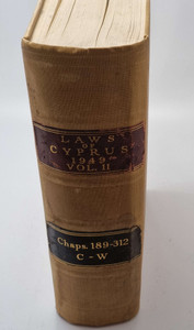 LAWS OF CYPRUS VOL II 1949 HARDCOVER BOOK BY SIR HARRY TRUSTED 1950