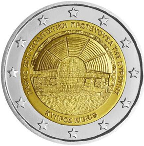 Cyprus 2 euro 2017 Paphos European Capital coin in a capsule Cyprus 2 euro 2017 Paphos European Capital coin in a capsule