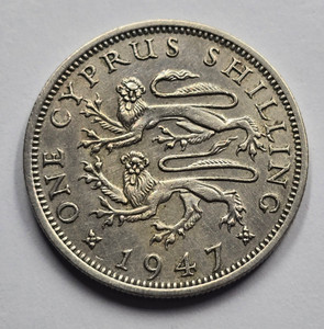 CYPRUS 1 SHILLING COIN 1947 KGVI EXF CYPRUS 1 SHILLING COIN 1947 KGVI EXF