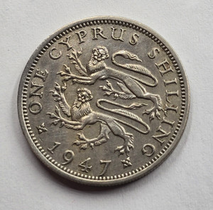 CYPRUS 1 SHILLING COIN 1947 KGVI EXF
