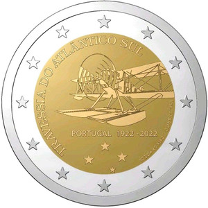 Portugal 2022 2 Euro Commemorative 100th anniversary of the first crossing of the South Atlantic by plane bu coin in capsule Portugal 2022 2 Euro Commemorative 100th anniversary of the first crossing of the South Atlantic by plane bu coin in capsule