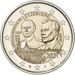 LUXEMBOURG 2021 2 Euro 100 years Grand Duke John coin LUXEMBOURG 2021 2 Euro 100 years Grand Duke John coin