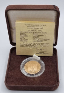 CYPRUS 1992 GOLD PROOF 20 pounds UNIVERCITY OF CYPRUS CYPRUS 1992 GOLD PROOF 20 pounds UNIVERCITY OF CYPRUS