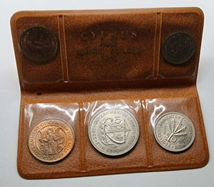 CYPRUS 1955 UNC SET OF LAST COINS OF BRITISH ADMINISTRATION QEII IN ORIGINAL WALLET CYPRUS 1955 UNC SET OF LAST COINS OF BRITISH ADMINISTRATION QEII IN ORIGINAL WALLET