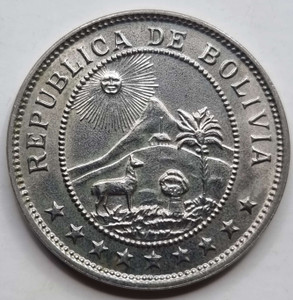 Republic of Bolivia 1939 50 Centavos coin AU-UNC