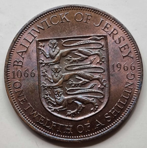 JERSEY QUEEN ELIZABETH II 1966 1/12 SHILLING COIN UNC JERSEY QUEEN ELIZABETH II 1966 1/12 SHILLING COIN UNC