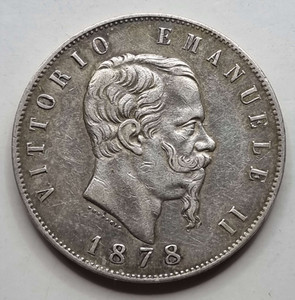 Italy 1878 Silver 5 Lire coin Vittorio Emanuele II Italy 1878 Silver 5 Lire coin Vittorio Emanuele II