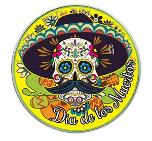 Mexico 2020 1 Onza Silver coin Libertad Dia de Muertos Sombrero Moustache Yellow