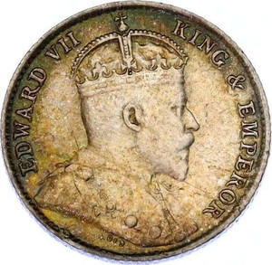 Straits Settlements king Edward 5 Cents 1910 B silver coin Straits Settlements king Edward 5 Cents 1910 B silver coin
