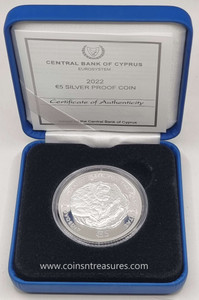 CYPRUS 2022 SILVER PROOF 5 EURO COIN ANCIENT LION OF AMATHUS CYPRUS 2022 SILVER PROOF 5 EURO COIN ANCIENT LION OF AMATHUS