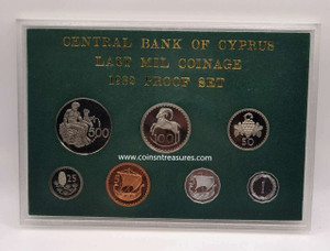 CYPRUS 1982 YEAR LAST MILS PROOF COIN SET IN OFFICIAL CASE CYPRUS 1982 YEAR LAST MILS PROOF COIN SET IN OFFICIAL CASE