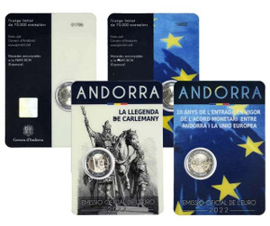 Andorra 2022 2 Euro Commemorative Set of both Coin Cards Andorra 2022 2 Euro Commemorative Set of both Coin Cards
