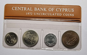 CYPRUS 1972 COMPLETE YEAR SET MILS COINS IN ORIGINAL WALLET CASE
