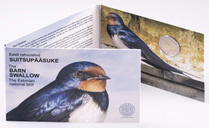 Estonia 2023 2 Euro Barn Swallow BU coin in coin card Estonia 2023 2 Euro Barn Swallow BU coin in coin card