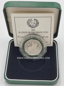 CYPRUS 1991 SILVER PROOF 50 CENTS COIN IN OFFICIAL BOX + COA