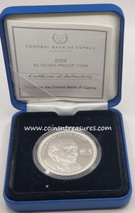 CYPRUS 2014 SILVER PROOF 5 EURO COIN MONTIS CYPRUS 2014 SILVER PROOF 5 EURO COIN MONTIS