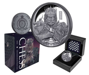 NIUE 2023 $1 Chess King 1oz Silver Black Proof Coin NIUE 2023 $1 Chess King 1oz Silver Black Proof Coin