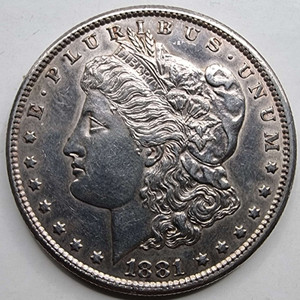 US AMERICA MORGAN SILVER DOLLAR COIN 1881 S US AMERICA MORGAN SILVER DOLLAR COIN 1881 S