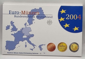 GERMANY 2004 COMPLETE YEAR EURO PROOF COIN SET IN OFFICIAL BLISTER G GERMANY 2004 COMPLETE YEAR EURO PROOF COIN SET IN OFFICIAL BLISTER G
