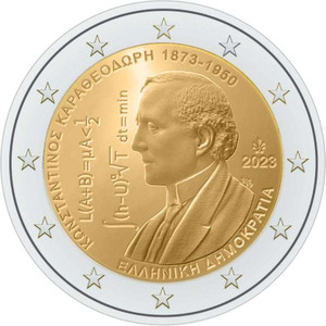 GREECE 2023 KARATHEODORY 2 EURO COIN BU IN CAPSULE GREECE 2023 KARATHEODORY 2 EURO COIN BU IN CAPSULE