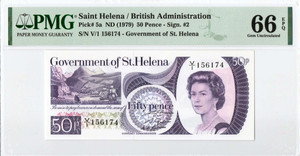 AFRICA SAINT HELENA 1979 50 PENCE QEII P5a PMG 66 EPQ QUEEN ELIZABETH II (3) AFRICA SAINT HELENA 1979 50 PENCE QEII P5a PMG 66 EPQ QUEEN ELIZABETH II (3)