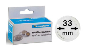 Leuchtturm Coin capsules for coins Ø 33 mm pack of 10 Leuchtturm Coin capsules for coins Ø 33 mm pack of 10