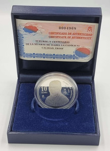 SPAIN 2004 10€ Euro Silver Proof Coin Isabel I of Castile SPAIN 2004 10€ Euro Silver Proof Coin Isabel I of Castile