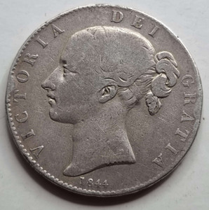 GREAT BRITAIN UK 1844 ONE CROWN SILVER COIN QUEEN VICTORIA GREAT BRITAIN UK 1844 ONE CROWN SILVER COIN QUEEN VICTORIA