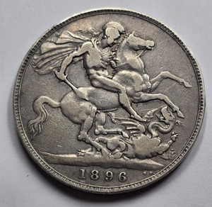 GREAT BRITAIN UK 1896 CROWN SILVER COIN QUEEN VICTORIA GREAT BRITAIN UK 1896 CROWN SILVER COIN QUEEN VICTORIA
