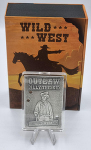 OUTLAW BILLY THE KID Wild West 1 Oz Silver Coin bar Niue 2023 OUTLAW BILLY THE KID Wild West 1 Oz Silver Coin bar Niue 2023