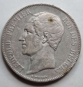 Belgium Leopold I Silver Coin 5 Francs 1851 Belgium Leopold I Silver Coin 5 Francs 1851