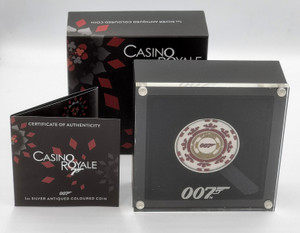 CASINO CHIP James Bond Casino Royale Coloration 1 Oz Silver Coin Tuvalu 2023 CASINO CHIP James Bond Casino Royale Coloration 1 Oz Silver Coin Tuvalu 2023