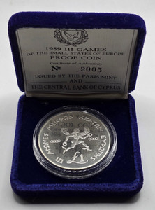 CYPRUS 1989 SILVER PROOF COIN SMALL STATES GAMES