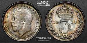 UK GREAT BRITAIN SILVER 3 PENCE 1913 NGC MS 67 POP 1 UK GREAT BRITAIN SILVER 3 PENCE 1913 NGC MS 67 POP 1
