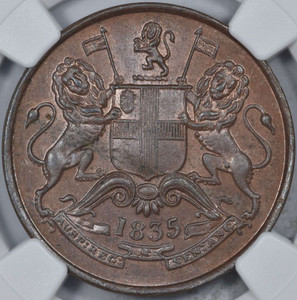 British India 1835 1/2 Anna East India Company NGC MS63 British India 1835 1/2 Anna East India Company NGC MS63