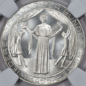 AUSTRIA 1955 SILVER 25 SCHILLING VIENNA THEATER NGC MS67 AUSTRIA 1955 SILVER 25 SCHILLING VIENNA THEATER NGC MS67