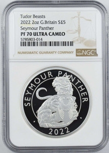 Tudor Beasts 2022 UK 2oz Silver Coin Seymour Panther NGC PF70 Tudor Beasts 2022 UK 2oz Silver Coin Seymour Panther NGC PF70