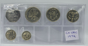 CYPRUS 1994 BU UNC COMPLETE YEAR CENT COIN SET