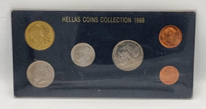 GREECE 1988 UNC COMPLETE YEAR DRACHMAS COIN SET IN CASE GREECE 1988 UNC COMPLETE YEAR DRACHMAS COIN SET IN CASE
