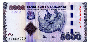 AFRICA TANZANIA 2010 5000 SHILLINGS RHINO P43 UNC AFRICA TANZANIA 2010 5000 SHILLINGS RHINO P43 UNC